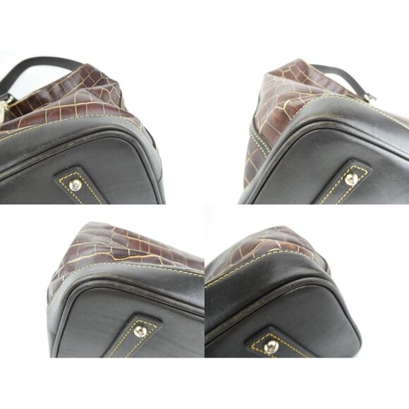 Dooney & Bourke Brown Croc Embossed Leather Large Hobo Shoulder Bag & Key Fob - Picture 10 of 15